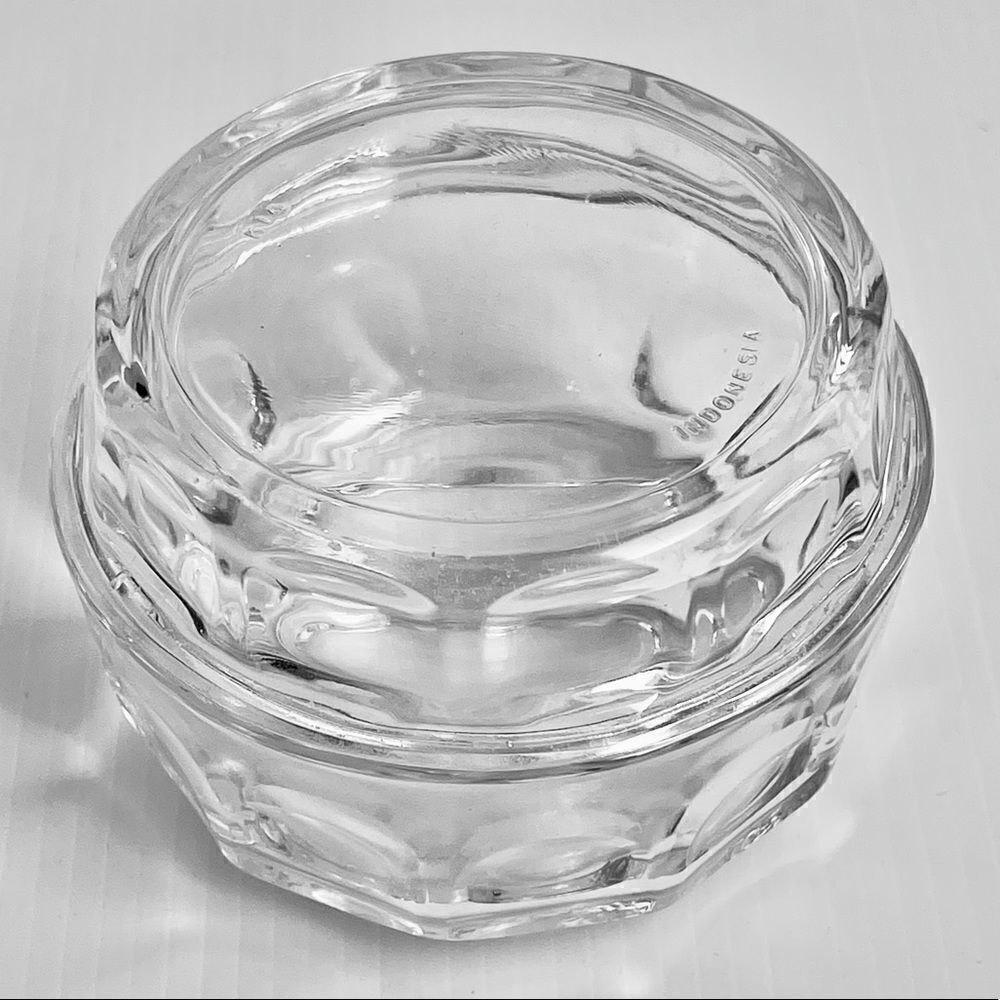 Vintage KIG Panel Thumbprint Glass Covered Dish